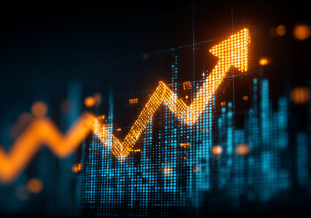 Digital representation of a upwards trending graph for Hyvä performance improvements for Magento