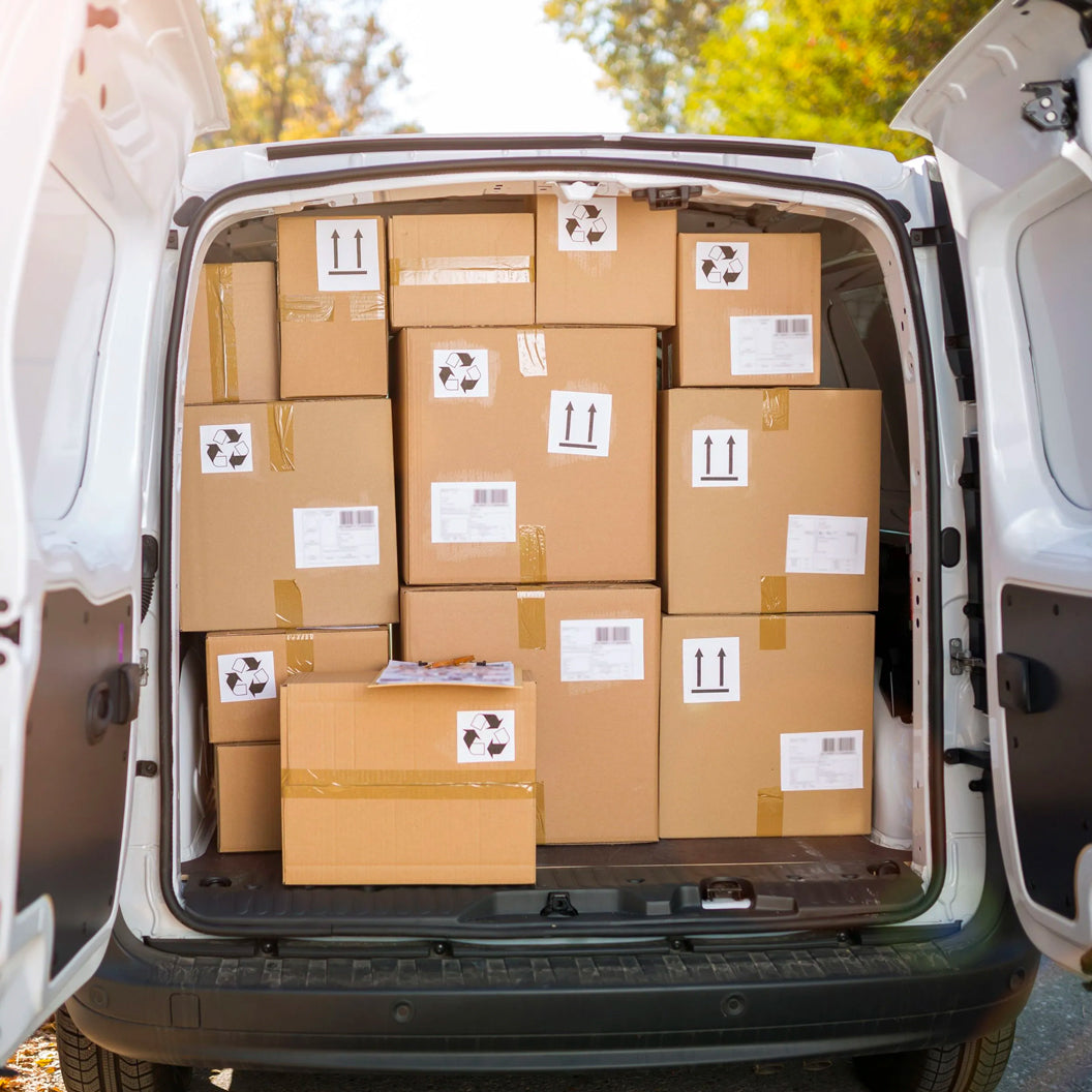 boxes in a van